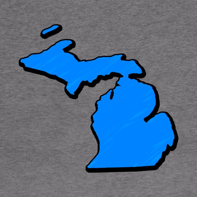 Bright Blue Michigan Outline by Mookle